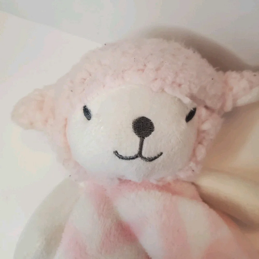 Sl Easter Lamb‎ Pink Chevron Lovey Stuffed Security Blanket Knotted Ends